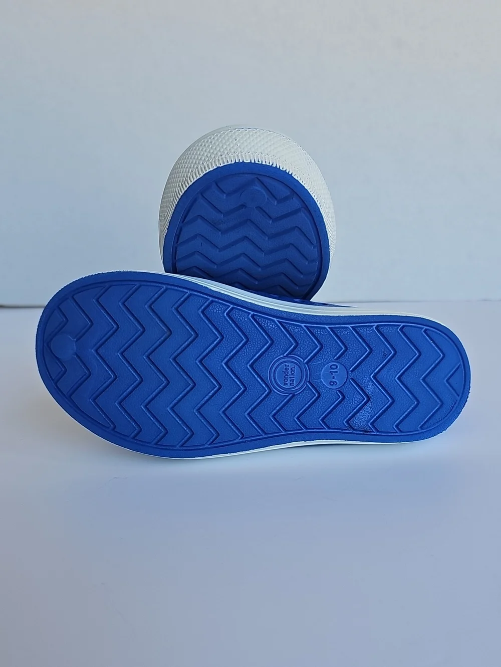 Wonder Nation Blue & White Rubber Water Shoes Slip On Clogs Size 9-10